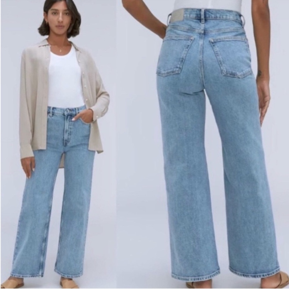 Everlane The Way High Sailor Wide Leg Cropped Denim Jeans Women’s Size 28